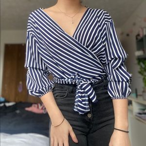 Blouse blue and white